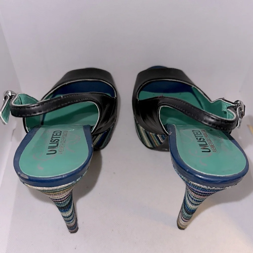Unlisted by Kenneth Cole Make the Grade Slingback Platform Heels Size 8.5M - EUC